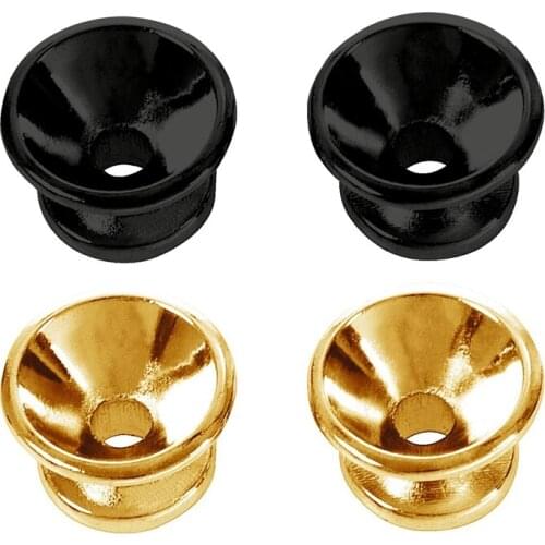 4 Pcs Electric Acoustic Guitar Bass Strap Button Screw Lock Pins Pegs Pads, 2 Pcs Black & 2 Pcs Gold