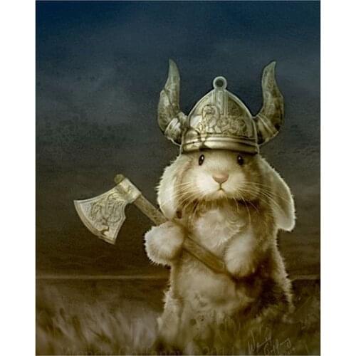 2021 New 5D DIY Full Round Diamond Painting Samurai Rabbit Cross Stitch 3D Embroidery Rhinestone Mosaic Home Decor Gift Y478