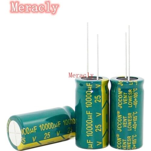 5PCS 25V 10000UF Aluminum electrolytic capacitors Own factory long life High frequency and low resistance best quality 20