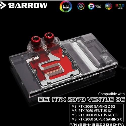 BARROW Water Block use for MSI RTX2060 GAMING Z 6G / RTX2060/2070 VENTUS 6G /6G OC / Full Cover GPU Block / 5V 3PIN Header A-RGB