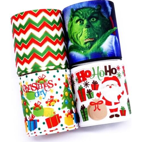 Free shipping 50 yard Christmas printed grosgrain ribbon 33303