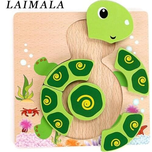 Wooden Puzzle Jigsaw Toys For Children Cute Cartoon Animal Shaped Puzzles Intelligence Montessori Educational Learning Toys