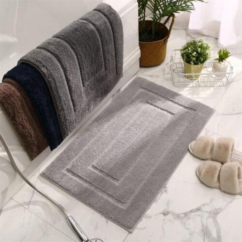 Home Bath Mat Non-slip Bathroom Carpet High Quality Solid Color Soft Fleece Water Absorption Rug Bedroom Living Room Doormat