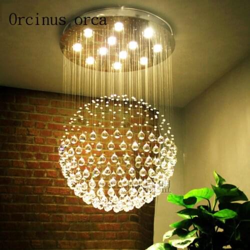 Crystal chandelier round led modern simple warm double staircase bedroom clothing store living room dining room Chandelier