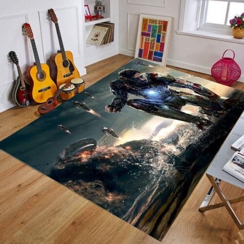 Cartoon Playmat US Captain/The Avenger Thick Carpet Iron Man Mat for Living Room Doormat Resin Print Bedroom Non-slip Floor Rug