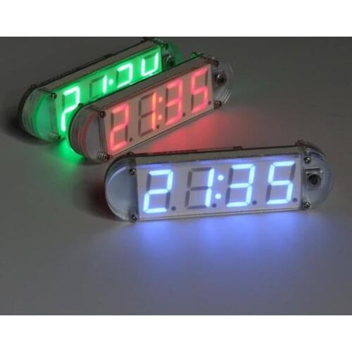 DIY Electronic Clock Kit SCM Digital LED Clock Set With Acrylic Shell ATMega328 DIP IC Low Power CR2032 Button Cell Powered