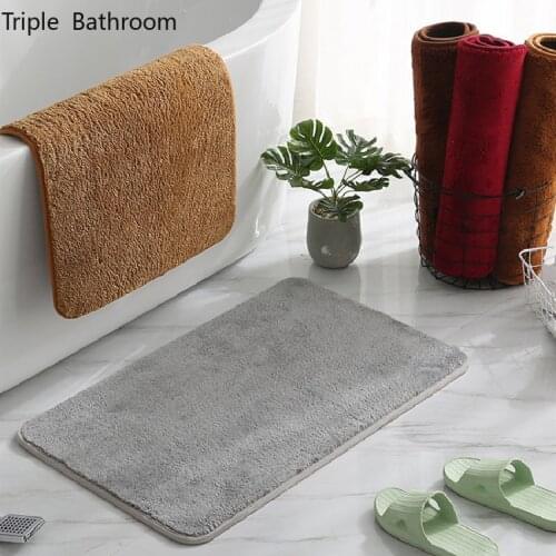 Simple Solid Color Square 40X60cm Soft Carpet Slip-resistant Bathing Rug Floor Bath Mat Dirt Barrier Floor Door Bathroom Rug