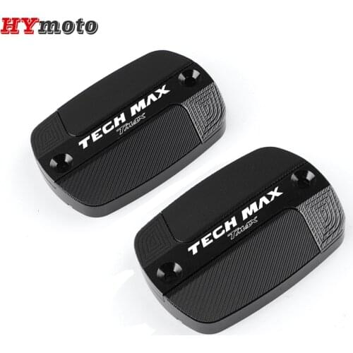 LOGO TECH MAX TMAX For YAMAHA T-Max 500 530 560 TMAX530 TMX560 Motorcycle CNC Front Brake Fluid Fuel Reservoir Tank Cap Cover