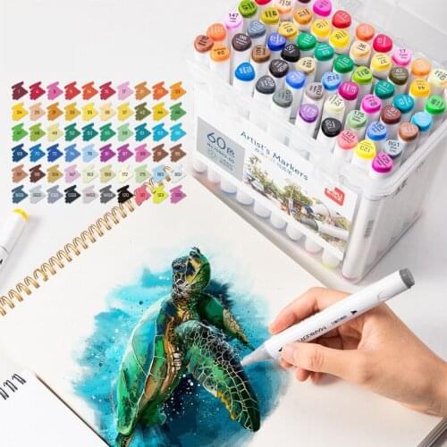 Marker Student School Design 12/24/36/48/60 Colors Double Marker Color Watercolor Pen Painting Marker Pen