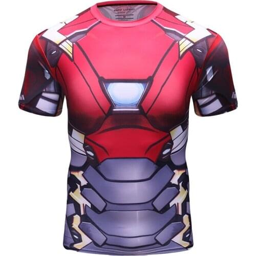 2021 Summer New 3D Cartoons Printing Tight T Shirt Breathable Jerseys Men High Quality Fitness & Running Rashguards For Men