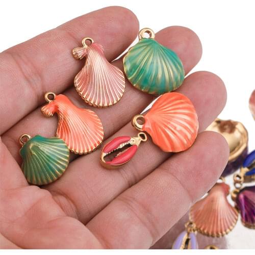 5pcs Lot Stainless Steel Small Shells Set Enamel Charm Sea Shell Designer Charms DIY Pendant Bracelet Jewelry Making Earring
