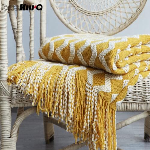 Nordic Knitted Blanket Sofa Bed Decorative Throw Blankets Soft Plaid Tassel Blanket Warm Blankets for Beds Boho Decor