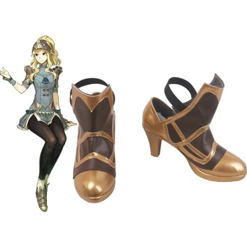 Fire Emblem Clair Cosplay Shoes High-heeled Golden Boots Halloween Carnival Cosplay Accessories