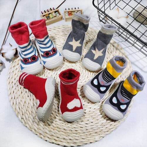 Thick Warm Baby Girl Boy Floor Sock Shoes Nonslip Baby Toddler Shoes New In Winter Soft Rubber Soles Socks Shoes Newborn Shoes