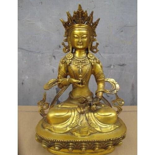 Wholesale factory 12" Tibet Tibetan Bronze Gilt Vajradhara Vajrasattva Guanyin Bodhisattva Statue