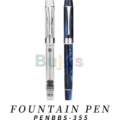 PENBBS Pen 355 Series Acrylic Piston Fountain Pen Iridium Fine Nib 0.5mm Silver Clip Ink Pen High Quality and Low Price