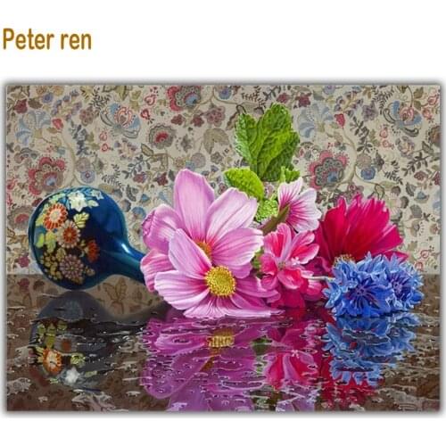 Peter ren Diamond painting Cross stitch Diamond embroidery Round/Square mosaic Full Pictures of rhinestones Falling daisy bottle