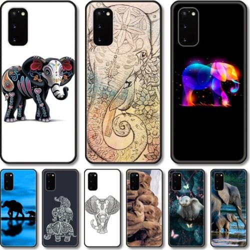 Lovely elephant Phone Case For Samsung Galaxy Note S21 20 10 9 E Lite UW Ultra 5G PRO Black Shell Cover