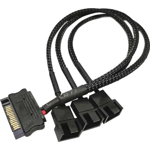 Splitter Adapter Converter Supply Cable Cord PC Fan Splitter Power Cable SATA to 4Pin Cooler Cooling Fan Extension Power