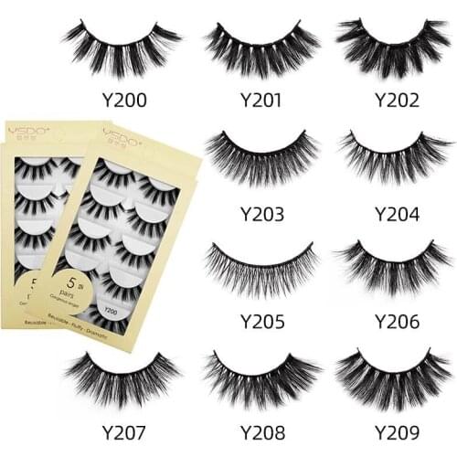 5 Pairs Lashes 3D Mink Lashes Flare Shape Lashes Bold Full-Body Mink Eyelashes Cruelty Free Long Lasting False Eyelashes