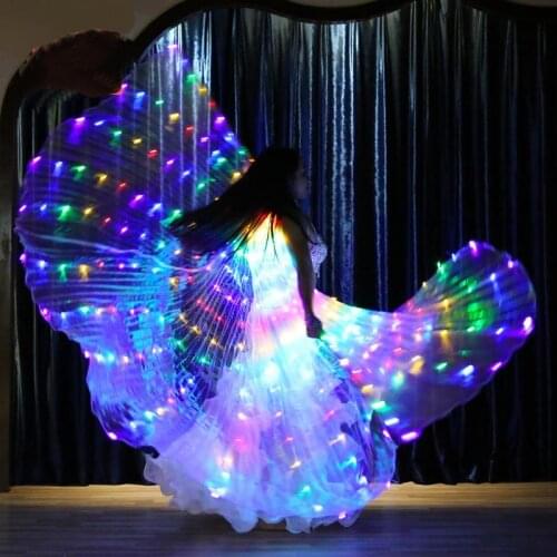 Prop Led Isis Wings with Adjustable Sticks Belly Dance Accessories Stage Performance Props Shining Led Wings Open 360 Degrees