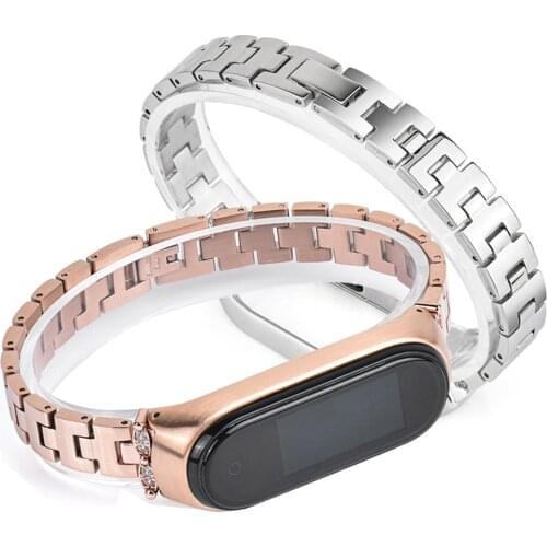 Mi Band 4 5 Slim Bracelet Stainless Steel Replacement Straps for Xiaom Mi Band 3 Metal Wristband Bling Watchband Accessories