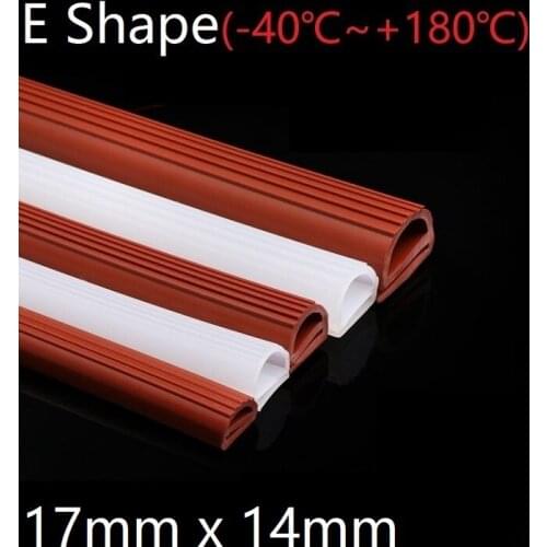 E Shape Seal Strip 17mm x 14mm Soft Silicone Rubber Car Sealing Bar Oven Freezer Door Steaming Machine Weatherstrip Red White