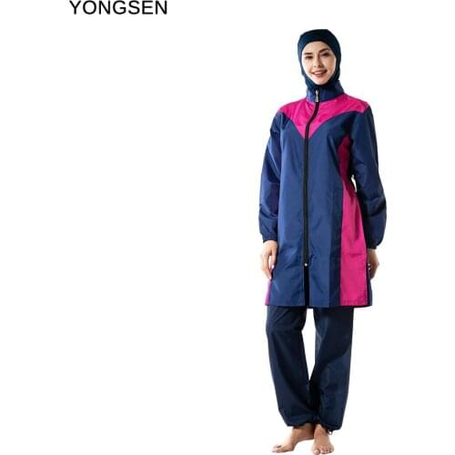 YONGSEN Womens Plus Size Swimwear Fashion Islamic Beachwear Muslim Swimsuit Trousers Hijab Hooded Burkinis Temperament Elegant
