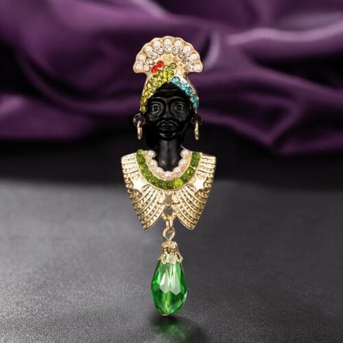 Zlxgirl jewelry Fashion Jet face Nigerian mother avatar sahpe punk pin brooches jewelry for women party gifts best hijab pins