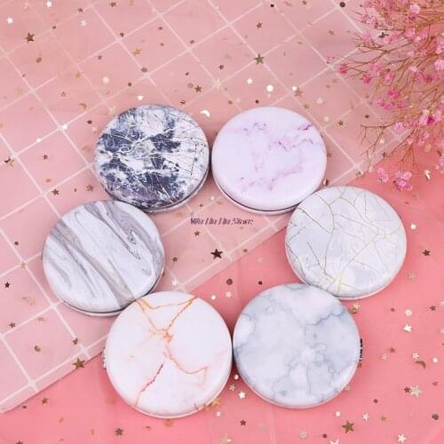 1PCs Marble Pattern Portable Double Sided Mirror Foldable Pocket Makeup Mirror Women Girls Beauty Cosmetic Compact Mirror