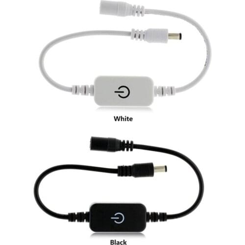 10pcs Black/White Touch LED Dimmer DC12V-24V Touch Switch Brightness with DC Female Male Plug for Single Color LED Strip Lamp