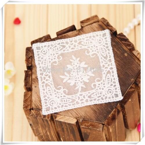 10PCS/LOT Free Shipping Handmade DIY Embroidery Off White Mesh Square Applique Patches