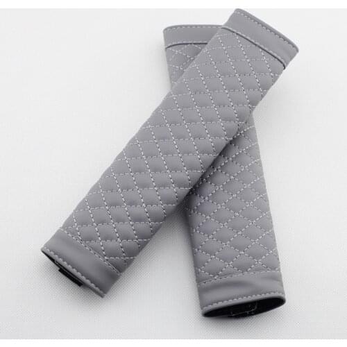 2Pcs 235mm Artificial PU Leather Vehicle Seat Safety Belt Harnesses Relaxing Shoulder Gray Protector Cover Cushion Accessories