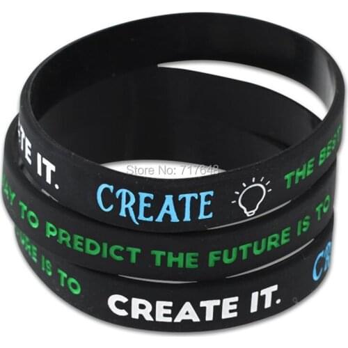 300pcs Inspirational Quote Create wristband silicone bracelets free shipping by FEDEX A