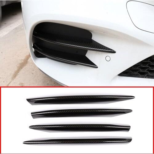 4pcs Carbon Fiber ABS Car Front Lamp Decoration Strips Trim For Mercedes Benz C Class W205 C180 C260 C300 2019 Year Accessories