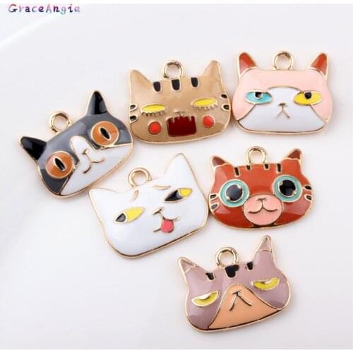 5PCS 20*25MM Animals Charm For Earrings Necklace Pendants Enamel Bracelet Necklace Charms Pendant cat charms for jewelry making