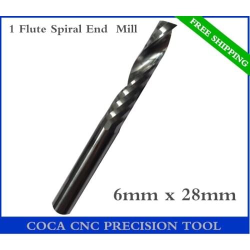 6mm*28mm,Freeshipping CNC Solid carbide woodworking insert router bit,Tungsten end mill,1 Flute milling cutter,MDF,PVC,Acrylic