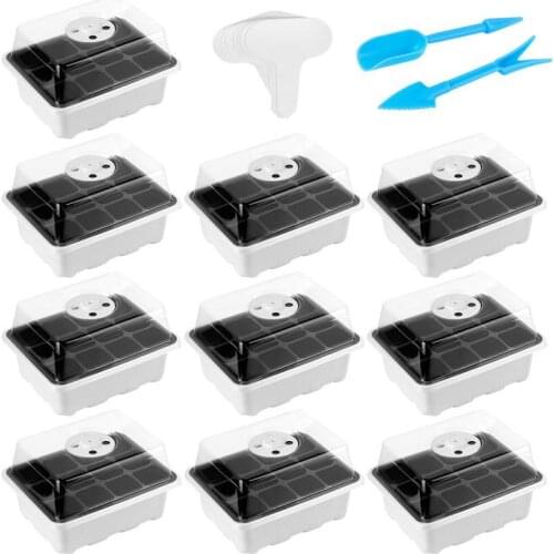 8pcs/set Seed Starter Trays Nursery Pots Set Seedling Growing Tray Humidity Adjustable Switch Garden Decor Accessories 12 Hole