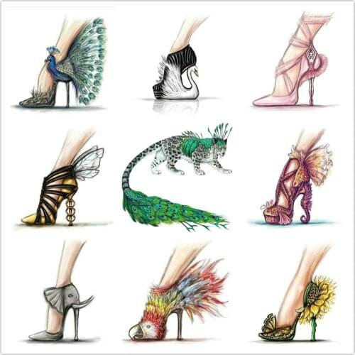 ARTBACK 5d diy diamond painting woman shoes animal icon full square cartoon diamond embroidery sticker diamond mosaic full round