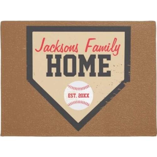 Baseball Family Home Plate Name and Year Doormat Home Decoration Entry Non-slip Door Mat Rubber Washable Floor Home Rug Carpet
