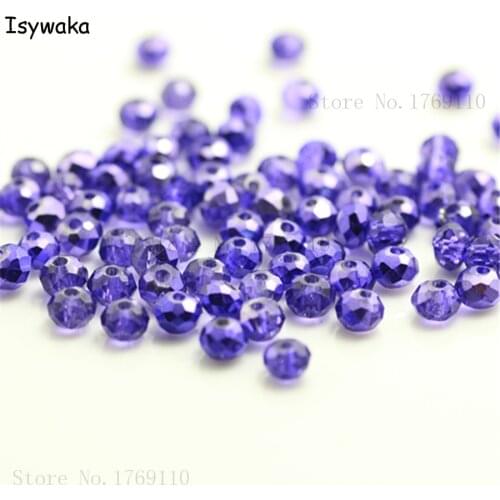 Isywaka New Deep Purple Colors 4mm 145pcs Rondelle Austria faceted Crystal Glass Beads Loose Spacer Round Beads Jewelry Making