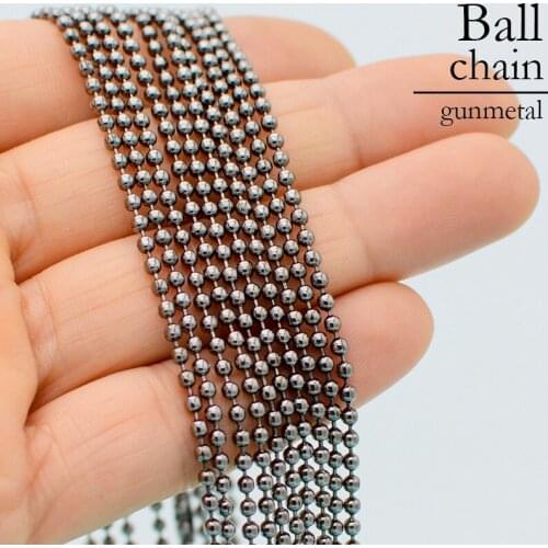 50 Pieces 24 30 Inch Gunmetal Ball Chain 1.5mm 2.4mm Gun Metal Bead Necklace Silver Gold Bronze Copper Black for Women