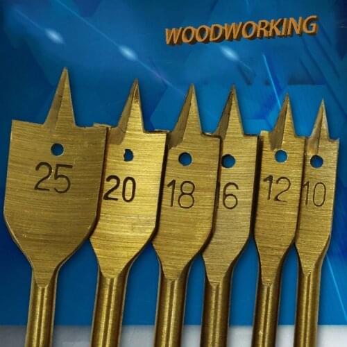 Titanium-plated Woodworking Flat Drill Bit Tool 6-piece set 10-25mm