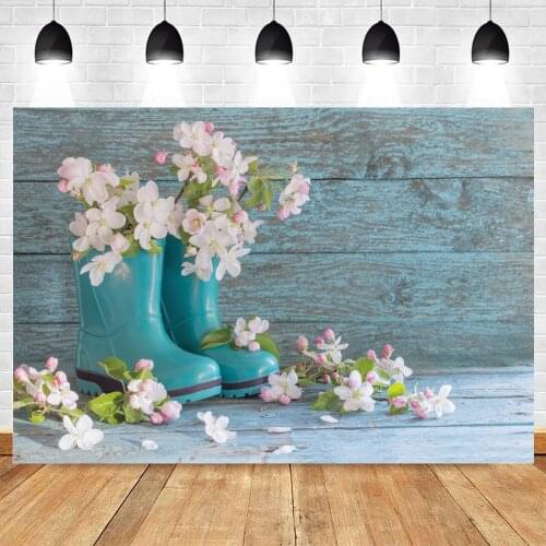 Yeele Wooden Boards Photocall Rain Boots Flowers Photography Backdrop Personalized Photographic Backgrounds For Photo Studio