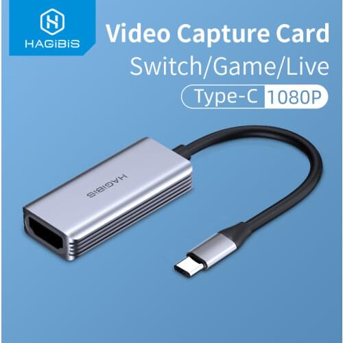 Hagibis Type-C Video Capture Card HDMI-compatible to USB 1080P HD Game Record for PS4/5 Switch Live Streaming Broadcast Camera