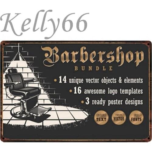 [ Kelly66 ] Barber Shop Bundle Metal Sign Tin Poster Home Decor Bar Wall Art Painting 20*30 CM Size y-1690