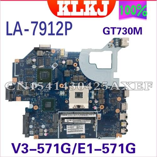 KLKJ LA-7912P Laptop Motherboard For ACER Aspire V3-571G E1-571G Original Mainboard HM77 GT730M-4GB