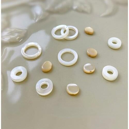 Natural Shell Material White Butterfly Shell Ring Straight Hole Oval Bead DIY Earrings Headdress Bracelet Accessories