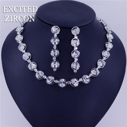 2020 New Fashion Crystal Tennis african jewelry set Earring wedding jewelry necklace bridesmaid jewelry sets for women necklace