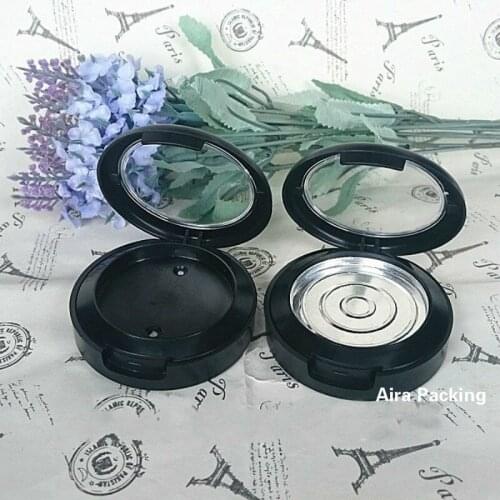 30pcs/lot Frosted Black Eyeshadow Powder Container with Mirror,DIY Round 44mm Blusher Refillable Case,Superior Grade Beauty Tool